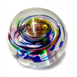 Hand made paperweight multi coloured